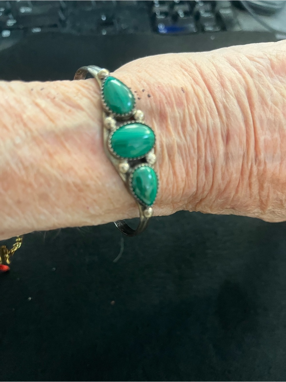 Malachite Navajo sterling bracelet